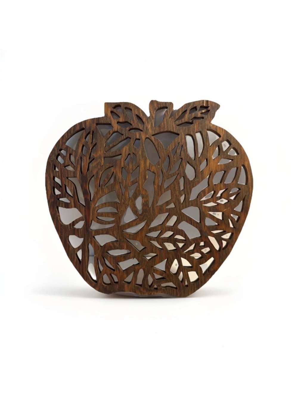 Wooden Apple Trivet - Brown Decorative Kitchen Trivet Vintage